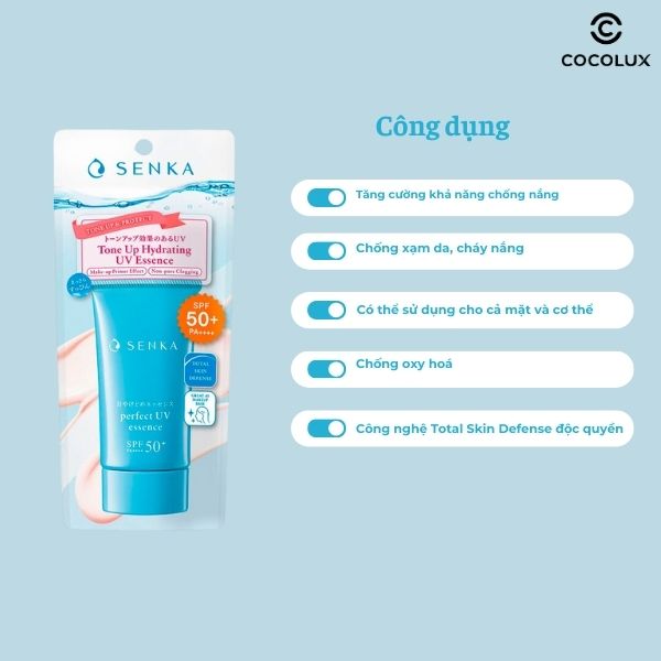Công dụng của Tinh Chất Chống Nắng Senka Perfect UV Essence Nâng Tông Sáng Mượt Da Dầu
