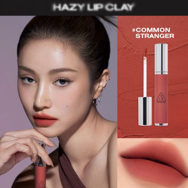 3CE Hazy Lip Clay #Common Stranger: Màu Nâu Cam Gạch