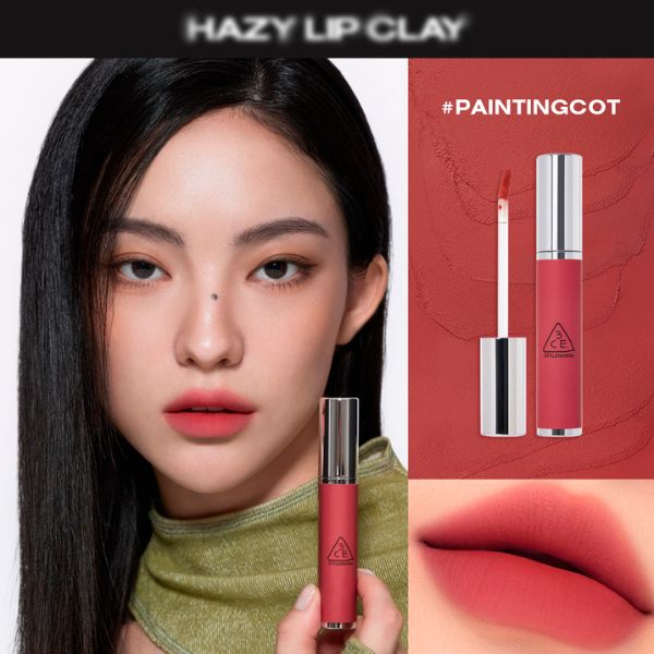 3CE Hazy Lip Clay #Paintingcot: Màu Đỏ San Hô Đất