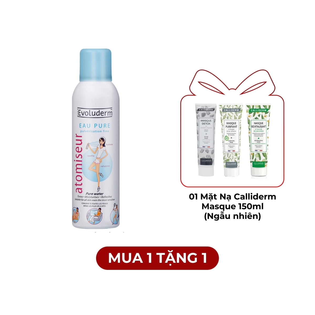 Xịt Khoáng Evoluderm Atomiseur Eau Pure Dưỡng Ẩm Cấp Nước & Làm Dịu Da 150ml