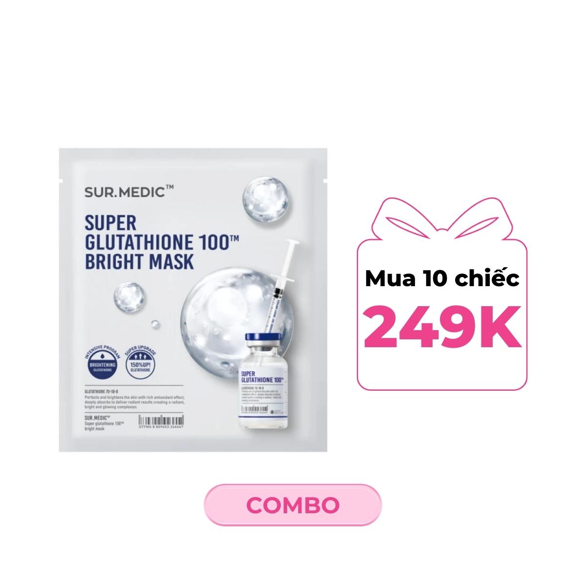 Mặt Nạ Sur.medic+ Super Glutathione 100 Bright Mask Dưỡng Trắng Da 30g 1PCS