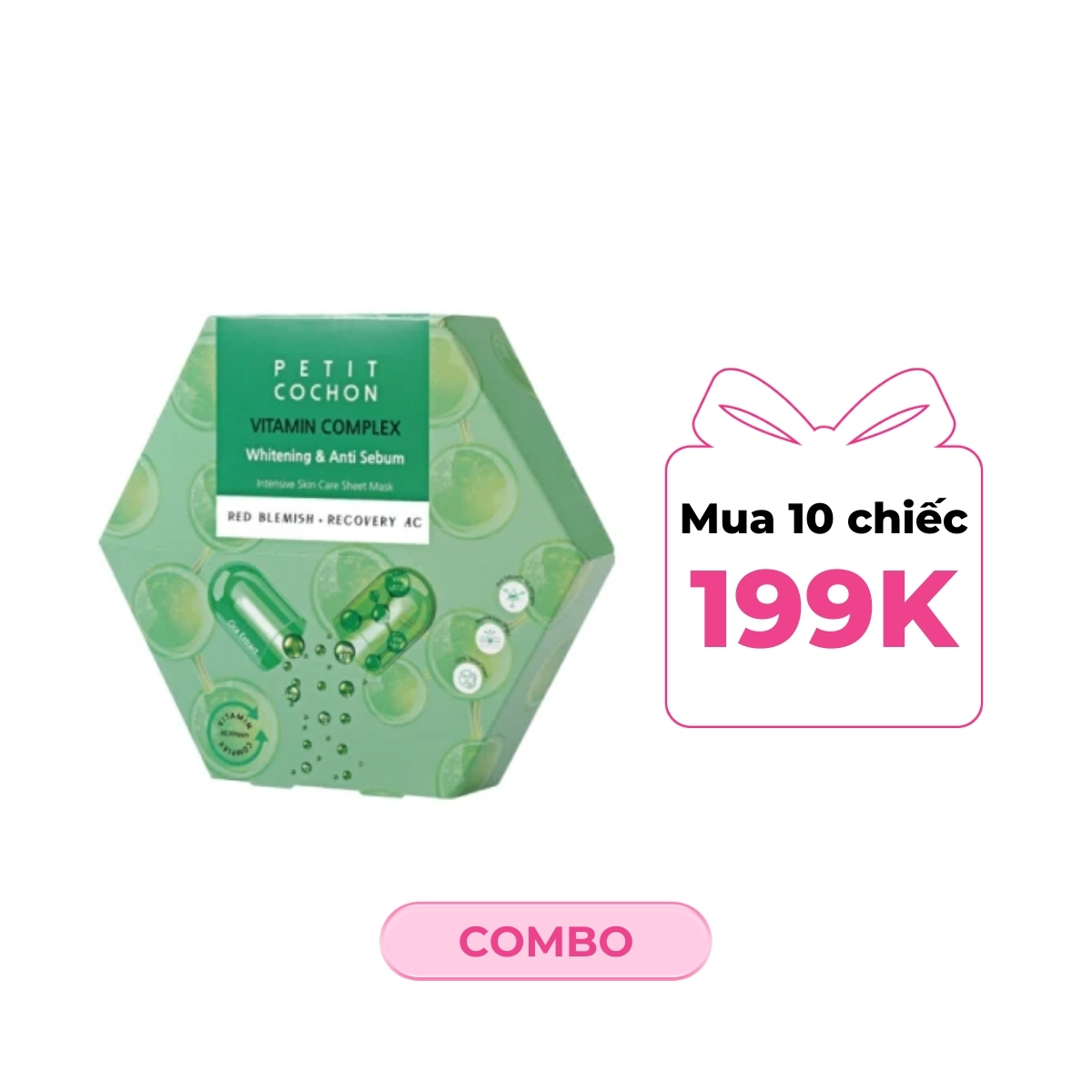 Mặt Nạ Dưỡng Trắng, Hỗ Trợ Giảm Mụn Petitcochon Vitamin Complex Whitening & Anti Sebum