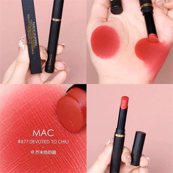 Son Thỏi MAC Powder Kiss Velvet Blur Slim - 877 Devoted To Chili