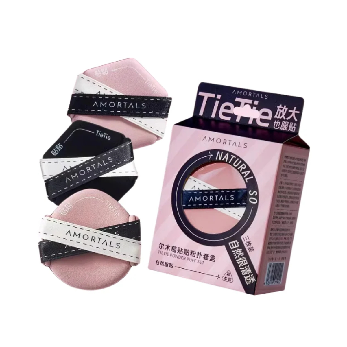 Set Bông Mút Amortals Tie Tie Powder Puff Set (2 Bông Mút Hình Lục Giác + 1 Bông Mút Hình Giọt Nước)