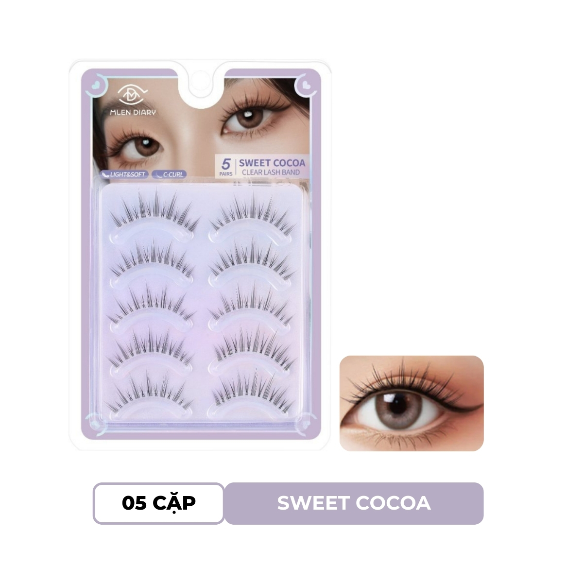 Mi Giả Mlen Diary Strips Lashes Giả Gân Trong Suốt - Sweet Cocoa