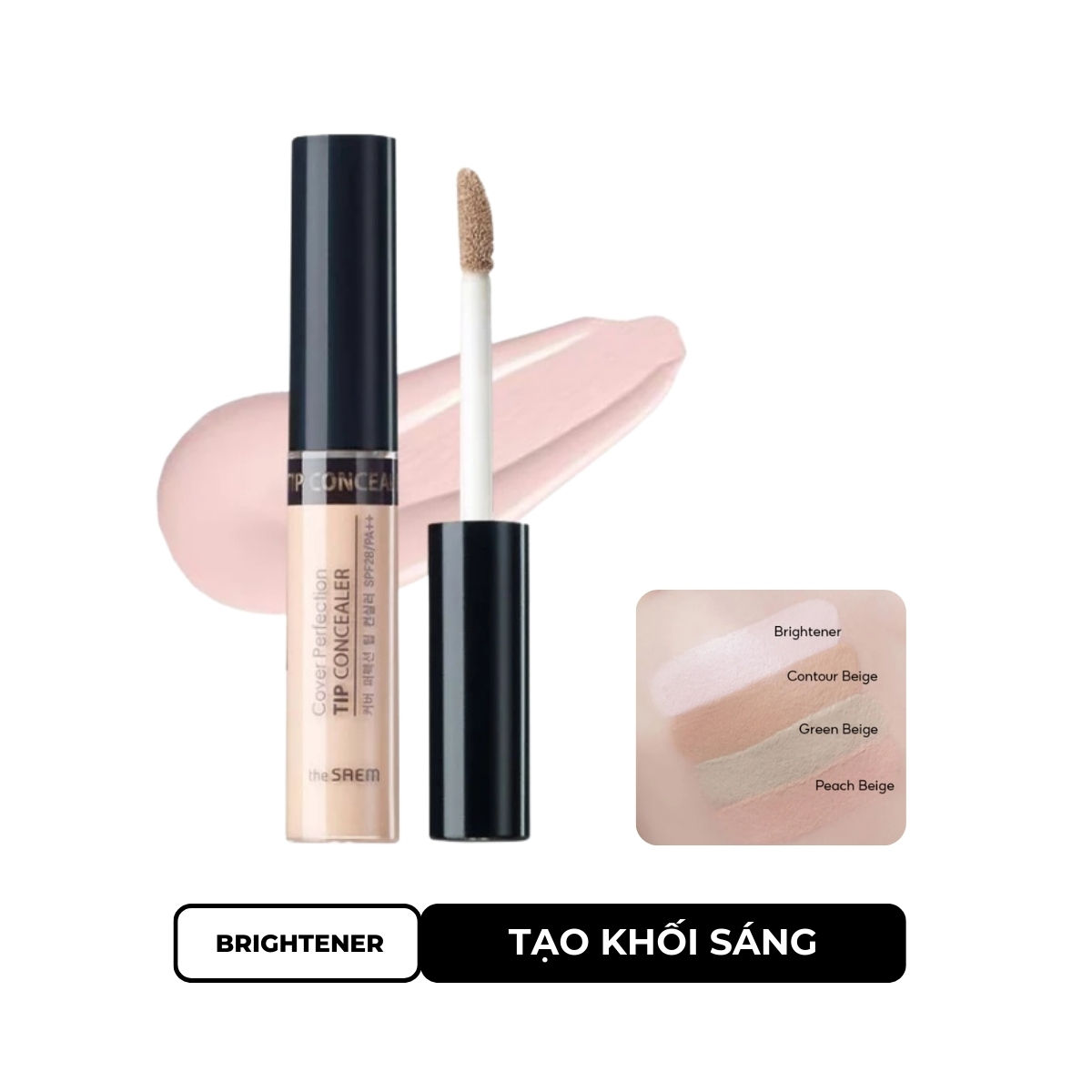 Che Khuyết Điểm The Saem Cover Perfection Tip Concealer SPF28/PA++ - Brightener (Tạo khối sáng)