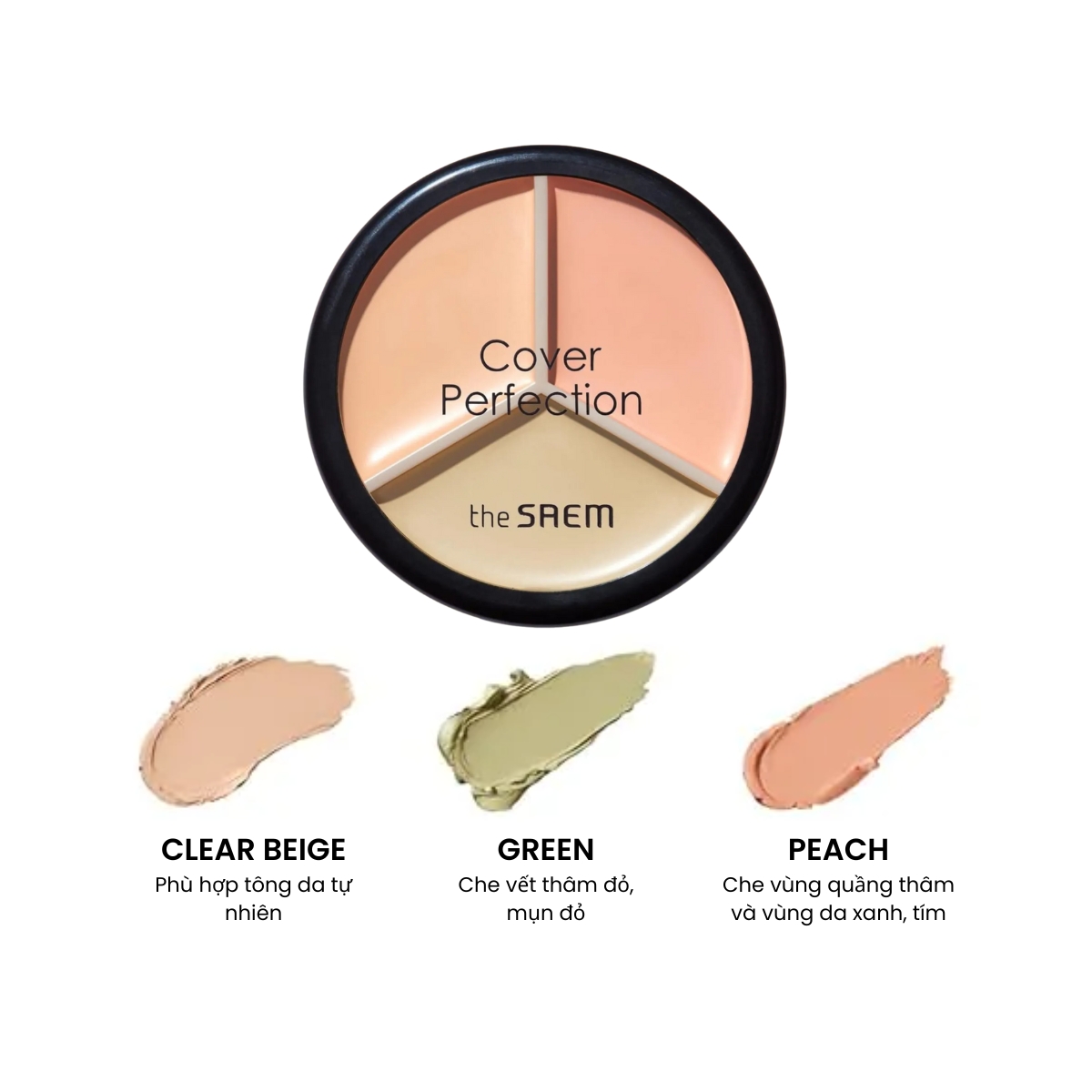 Che Khuyết Điểm The Saem Cover Perfection Triple Pot Concealer #01 Correct Beige