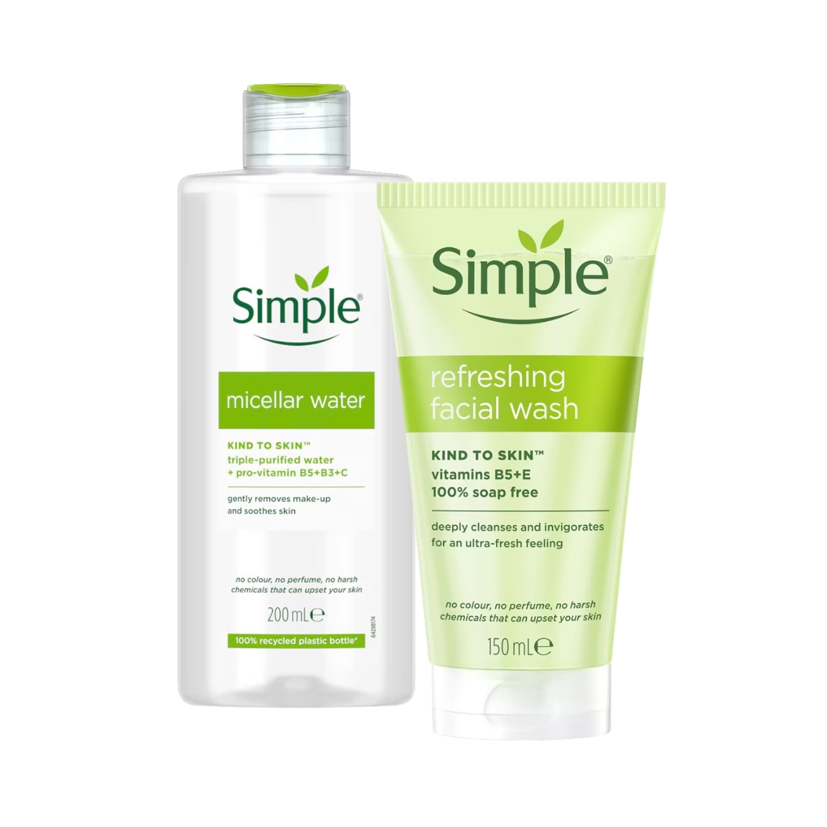 Combo Sữa Rửa Mặt Simple Kind To Skin Refreshing Facial Wash Gel 150ml + Nước Tẩy Trang Simple 200ml