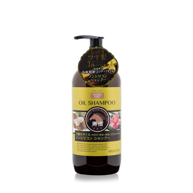 Dầu Gội Kumano Deve Oil Shampoo Chiết Xuất Dầu Ngựa, Dầu Dừa, Dầu Hoa Trà 480ml