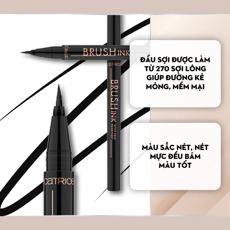Mô tả Bút Kẻ Mắt Catrice Không Lem, Lâu Trôi Brush Ink Tatto Liner Waterproof 010 Black Waterpoof