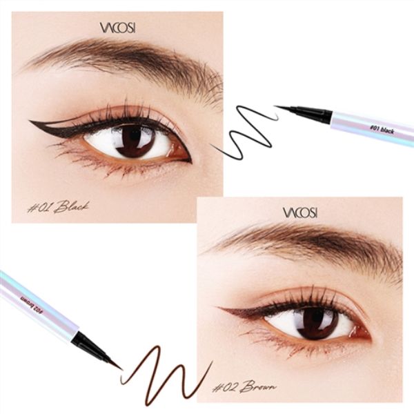 Bút Kẻ Mắt Nước Vacosi Waterproof Eyeliner 24H Không Lem Màu Đen (Bản Mới) 0.6g VM25