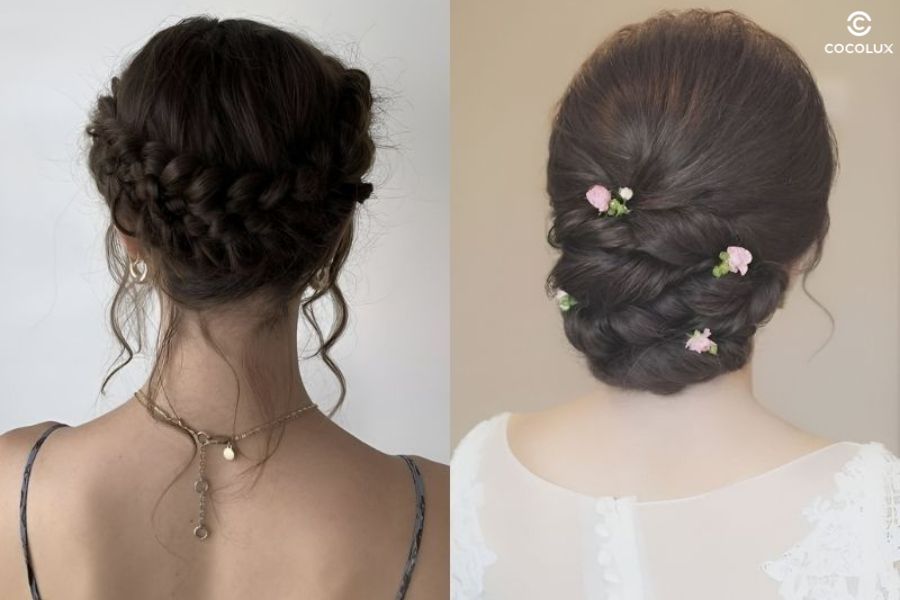 Búi tóc thắt bím dịu dàng, lý tưởng cho buổi hẹn hò hay tiệc nhẹ