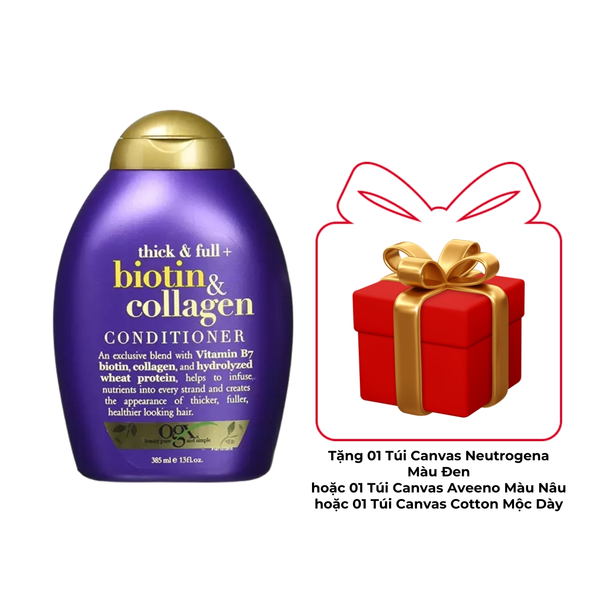 ​​Dầu Xả OGX Thick & Full + Biotin & Collagen Làm Dày Tóc 385ml (Màu Tím)