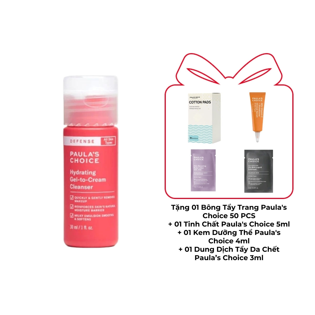 Gel Rửa Mặt Paula's Choice Hydrating Gel-To-Cream Làm Sạch Và Mềm Mịn Da 30ml