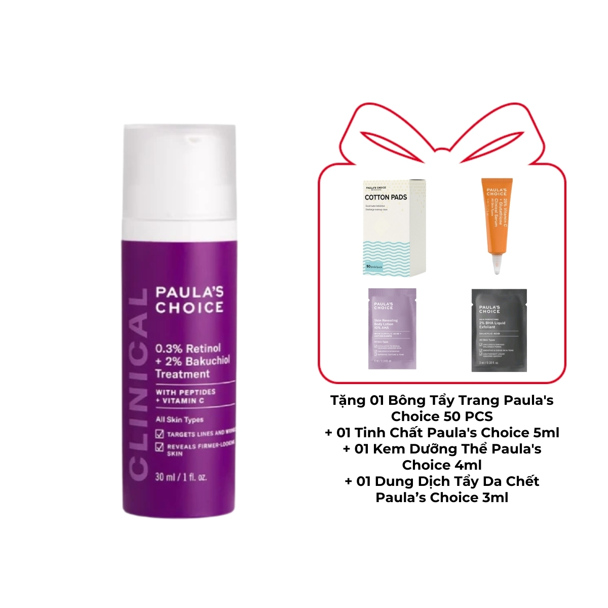 Tinh Chất Paula's Choice 0.3% Retinol + 2% Bakuchiol Treatment Ngăn Ngừa Lão Hóa Da 30ml