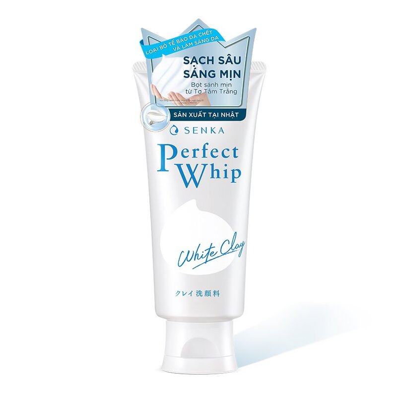 Sữa Rửa Mặt Senka Perfect Whip White Clay Đất Sét Trắng Làm Đều Màu Da 120g