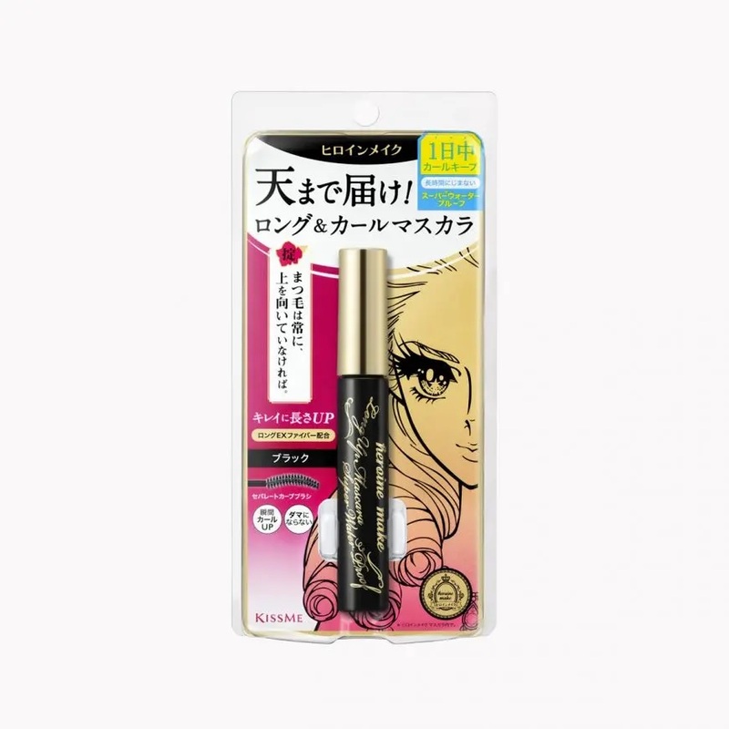 Mascara Kiss Me Heroine Super WP Dạng Màng Film Chống Trôi Siêu Bền Nâng Cong và Dài Mi Màu Hồng 6g
