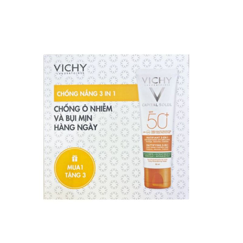 Bộ Vichy Chống nắng 3 in 1  Chống Ô Nhiễm Và Bụi Mịn Hàng Ngày