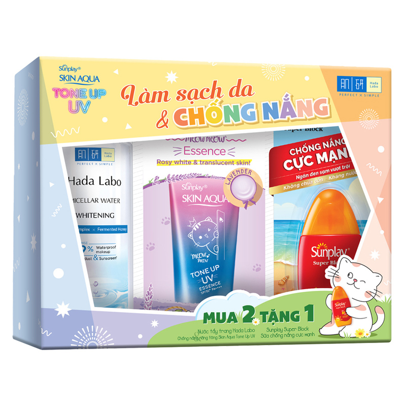 Nước Tẩy Trang Hada Labo & Chống Nắng Sunplay Nâng Tông Hiệu Chỉnh Sắc Da Tặng Chống Nắng Sunplay Bảo Vệ Vượt Trội