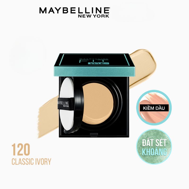 Phấn Nước Maybelline Fit Me Matte+Poreless Oil Control Cushion  Mịn Nhẹ Kiềm Dầu - 120 Classic Ivory 14g