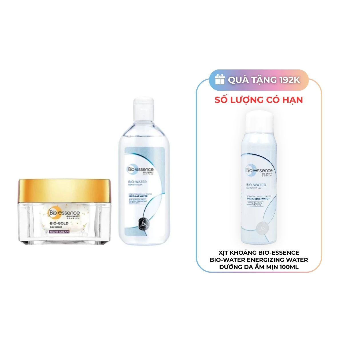 Bộ Sản Phẩm Bio-essence Kem Dưỡng Bio-Gold Ban Đêm + Nước Tẩy Trang 400ml