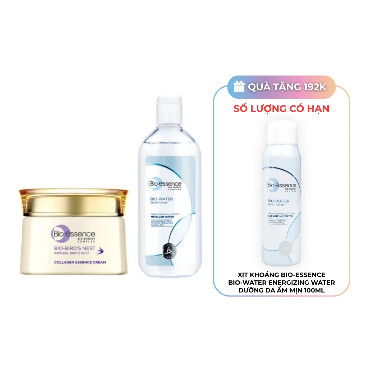 Bộ Sản Phẩm Bio-essence Kem Dưỡng Bio-Birds's Nest Căng Mọng + Nước Tẩy Trang 400ml
