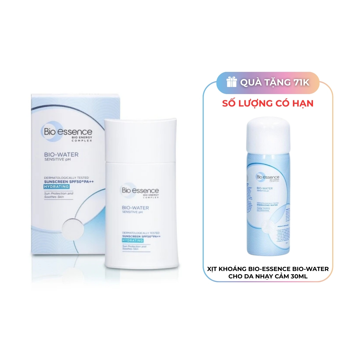 Kem Chống Nắng Bio-Essence Bio-Water Hydrating Dưỡng Ẩm Da SPF50+/PA++ 40ml