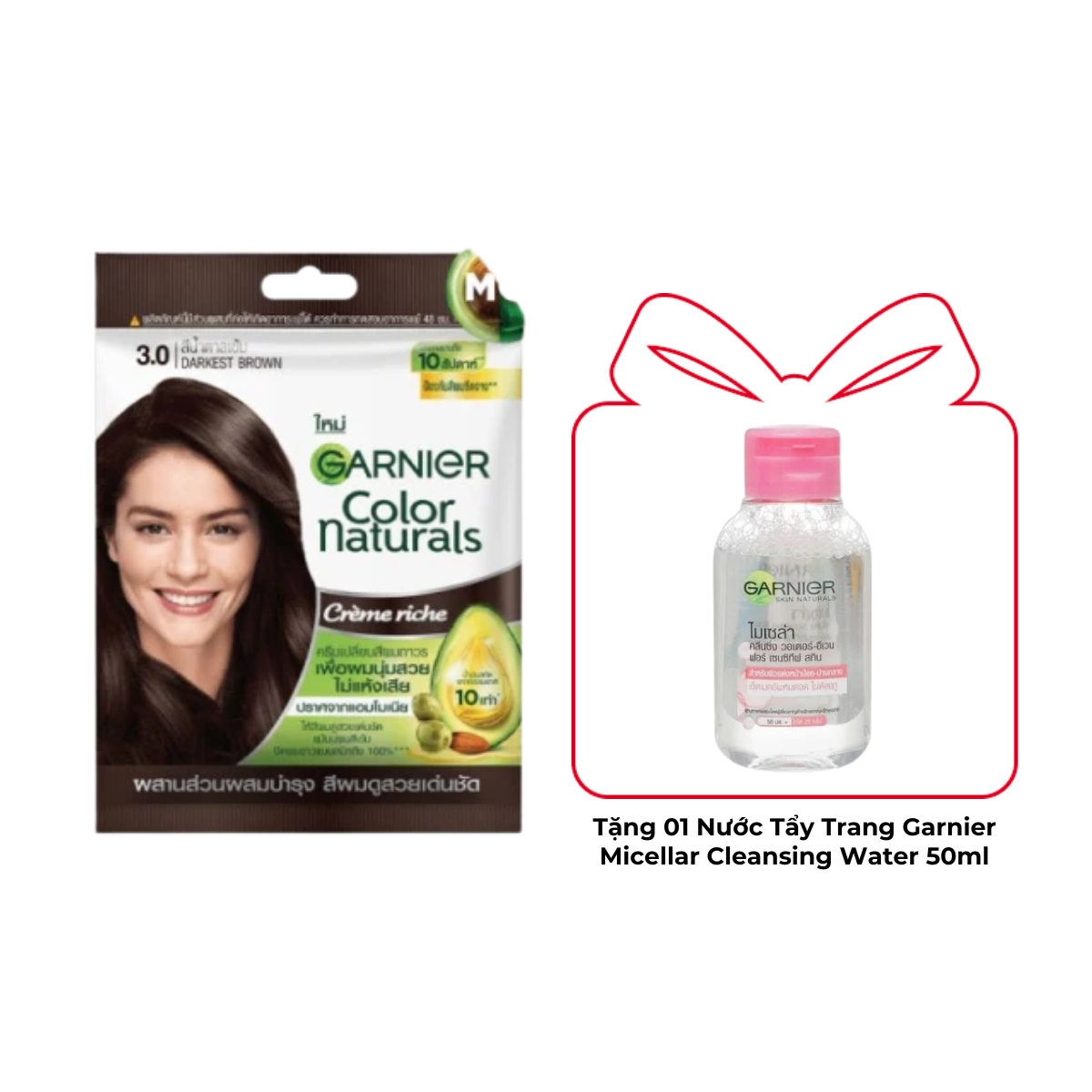 Kem Nhuộm Tóc Garnier Color Naturals Creme Riche Màu 3 - Nâu Tự Nhiên (Gói)