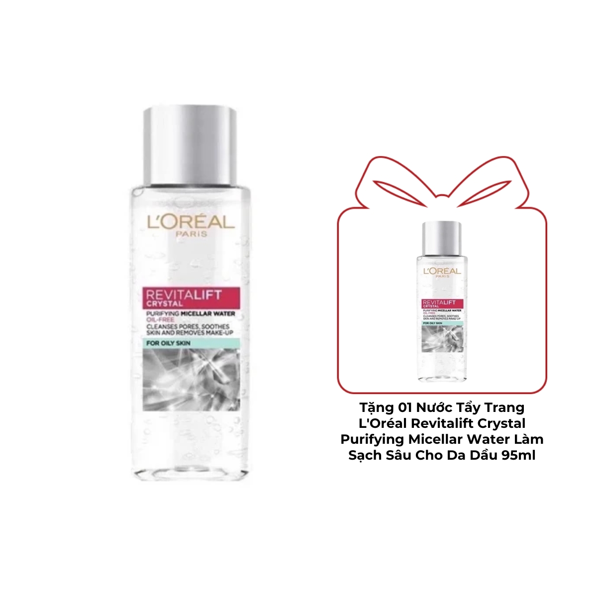 Nước Tẩy Trang Loreal Revitalift Crystal Đa Năng 3in1 Kiềm Dầu 95ml