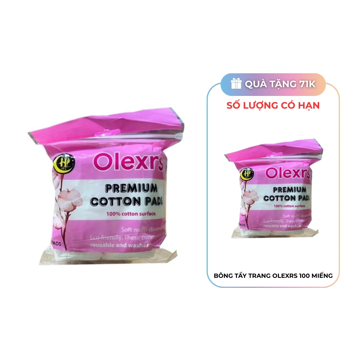 Bông Tẩy Trang Olexrs 100 Miếng