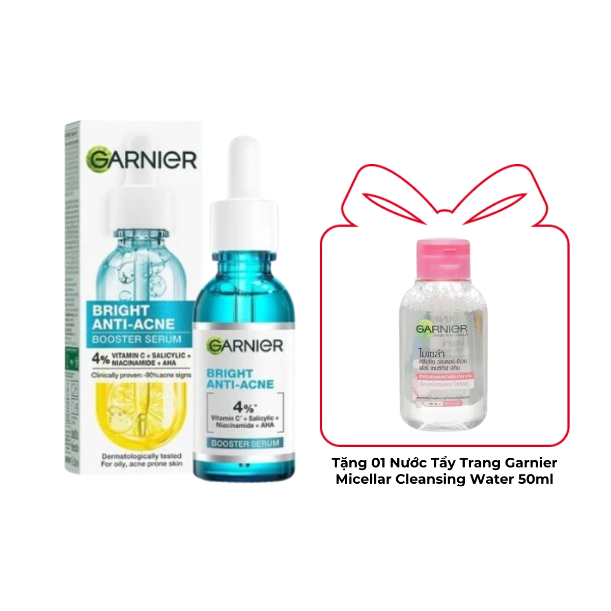 Tinh Chất Garnier Bright Complete Anti-Acne Booster Serum Giảm Mụn Mờ Thâm Cho Da Dầu, Mụn 30ml