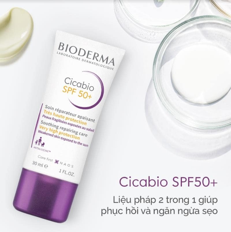 Công dụng kem dưỡng Bioderma Cicabio SPF50+ Soothing Repairing