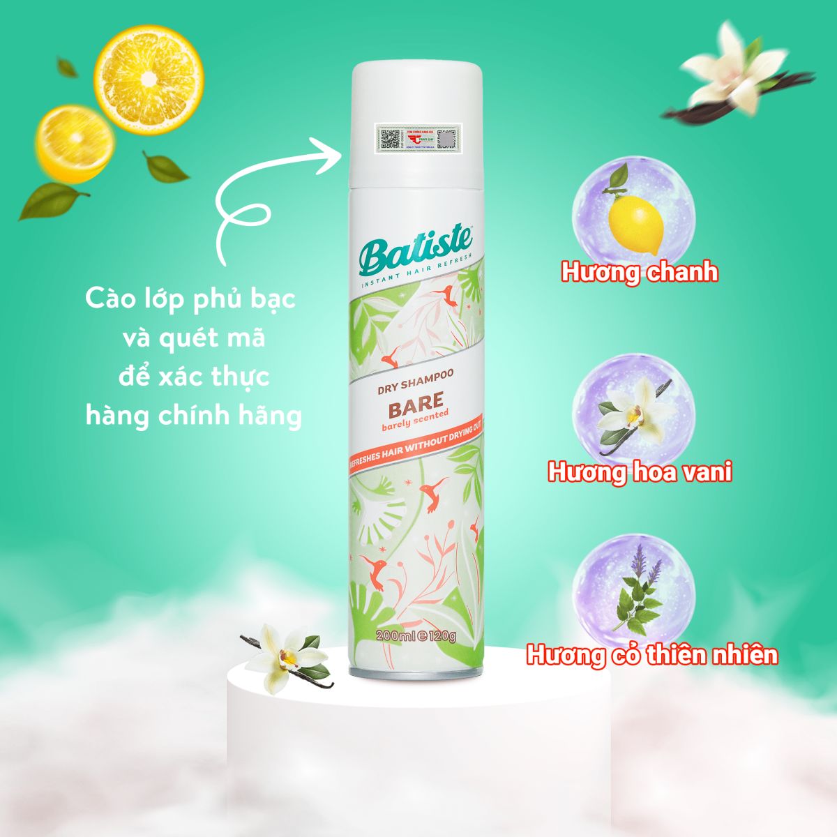 Mô tả Dầu Gội Khô Batiste Hương Hoa Thiên Nhiên 200ml