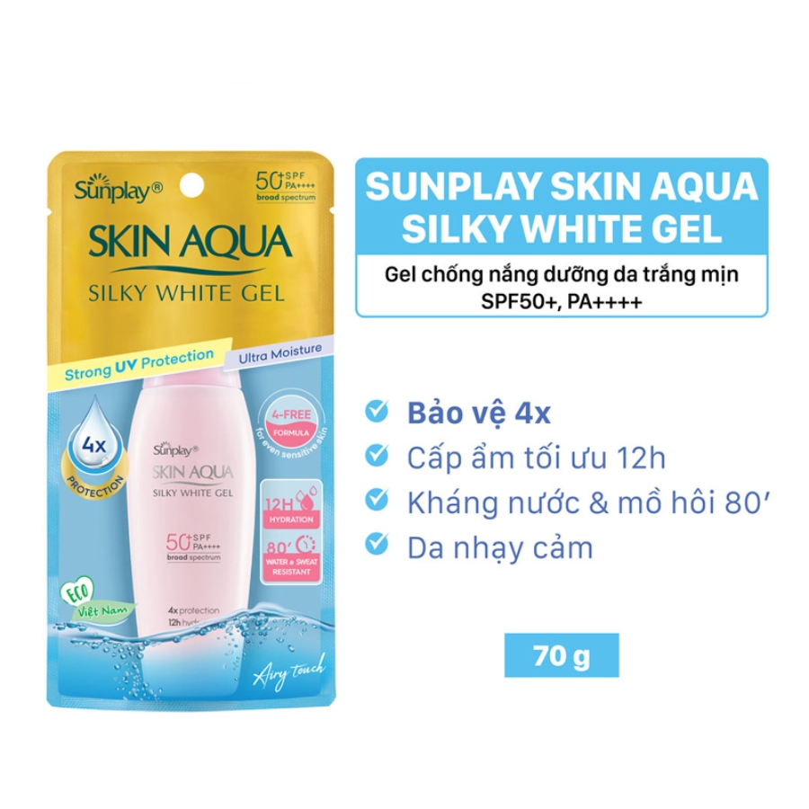 Mô tả Gel Chống Nắng Sunplay Skin Aqua Silky White SPF50+ PA++++ 70g