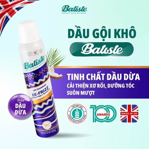Gội Khô Batiste Chống Xơ Rối De-frizz 200ml