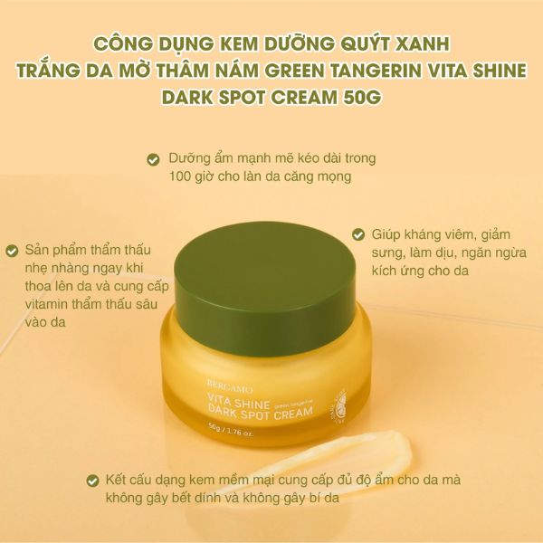 Kem Dưỡng Bergamo Quýt Xanh Trắng Da Mờ Thâm Nám 50g