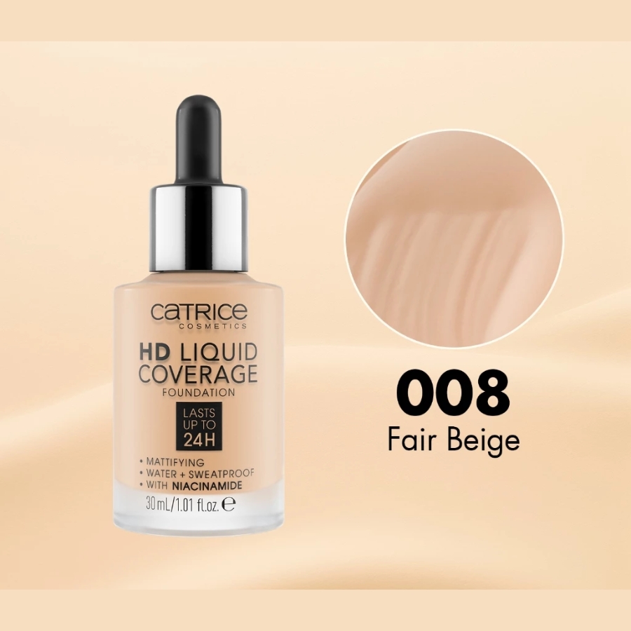 Kem Nền Catrice HD Liquid Coverage Foundation 30ml - Màu: 008