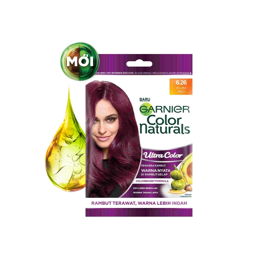 Mô tả Kem Nhuộm Tóc Garnier Color Naturals Creme Riche Màu 6.26 Đỏ Mận (gói)