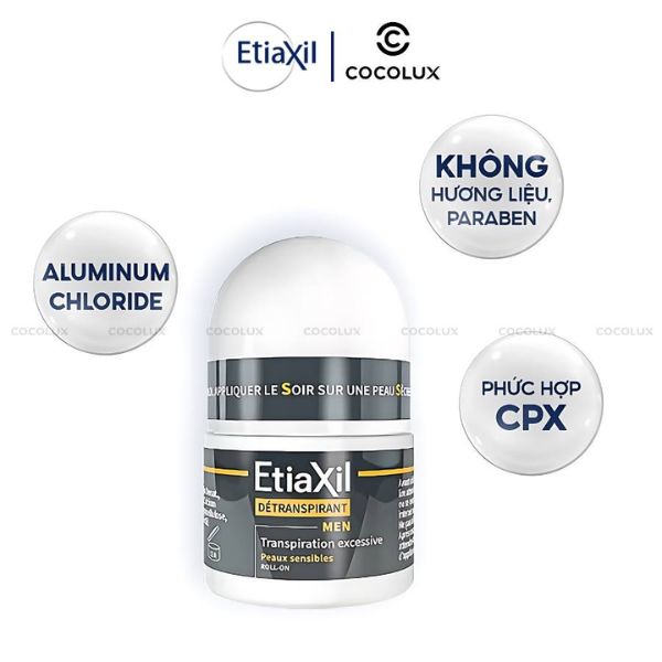 Lăn Khử Mùi EtiaXil Detranspirant Transpiration Exessive Peaux Sensibies - MEN