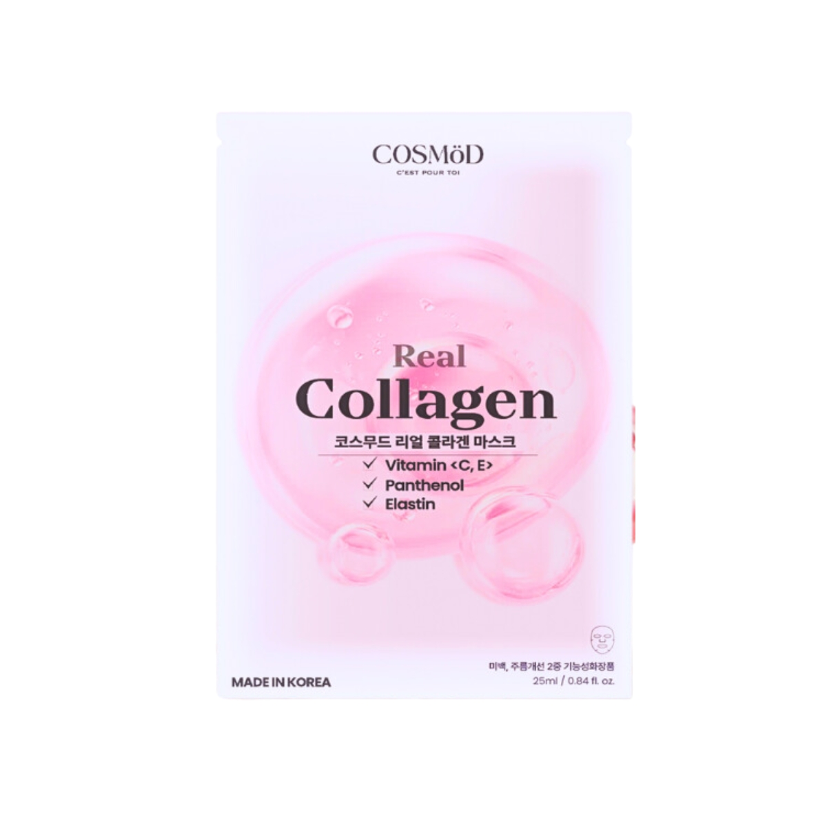 Mặt Nạ Cosmod Real Collagen Vitamin C E Panthenol Elastin - Hồng