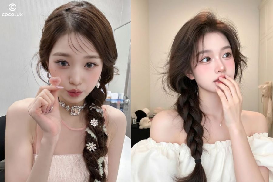 Tóc tết lệch một bên tạo hiệu ứng mềm mại, giúp nàng nổi bật trong mọi khoảnh khắc