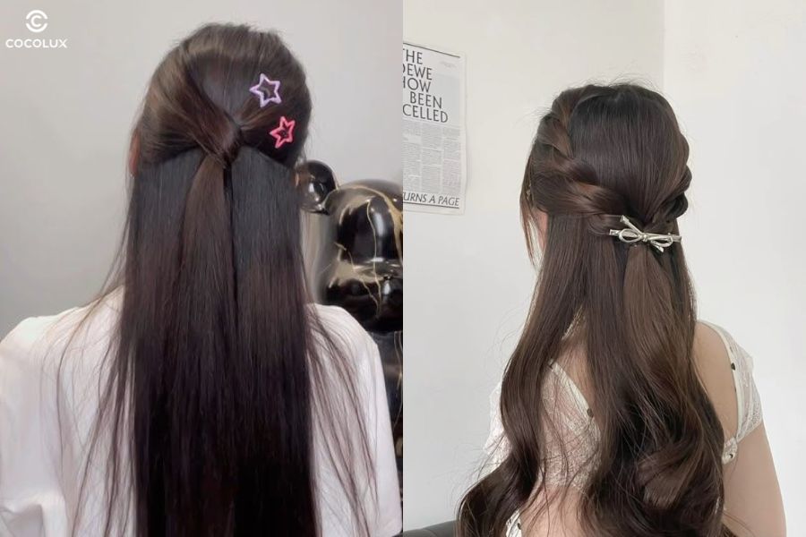 Tóc tết nửa đầu là lựa chọn tuyệt vời để khoe trọn vẻ dịu dàng và thanh lịch