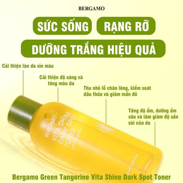 Nước Hoa Hồng Bergamo Quýt Xanh Trắng Da Mờ Thâm Nám 180ml