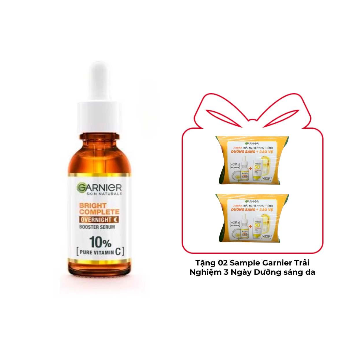 Serum Garnier 10% Vitamin C Bright Complete Overnight Tăng Cường Sáng Da Mờ Thâm Ban Đêm 30ml