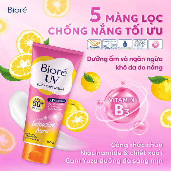 Serum Chống Nắng Dưỡng Thể Trắng Da Bioré UV Anti-Pollution Body Care Serum Intensive Aura SPF 50+/PA+++ (Mã Mới)