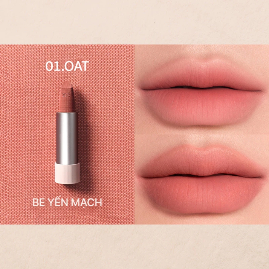 Mô tả Son Thỏi 3CE Cashmere Hug Lipstick #01 Oat