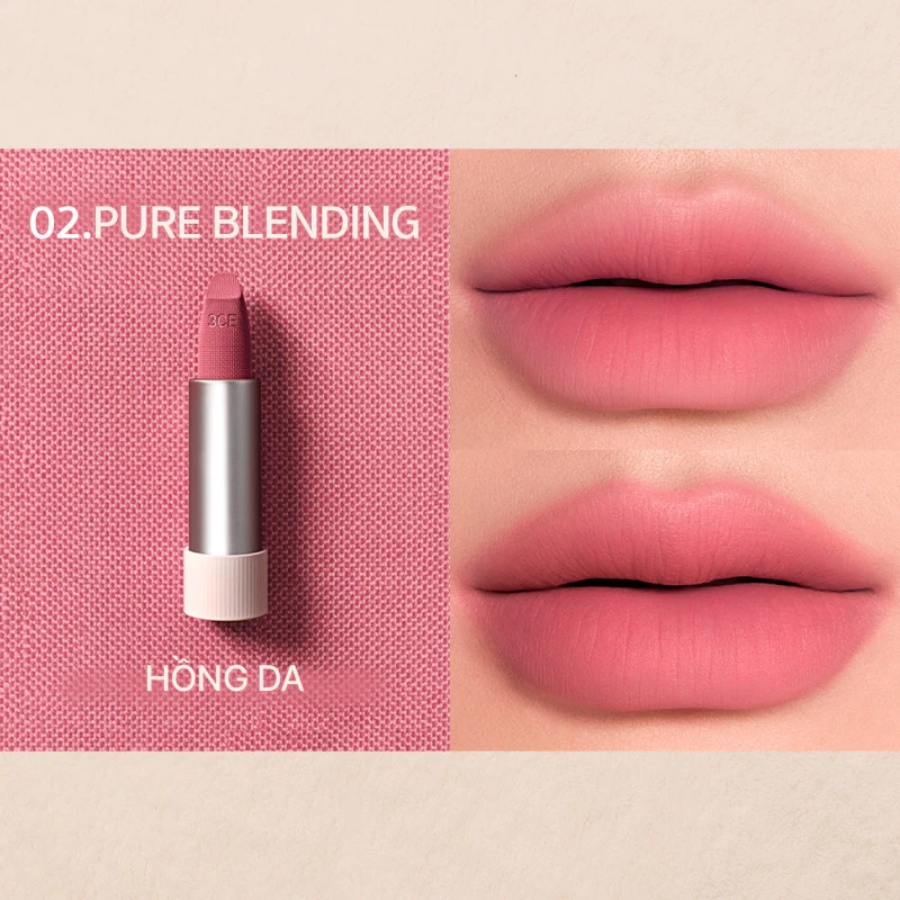 Mô tả Son Thỏi 3CE Cashmere Hug Lipstick #02 Pure Blending