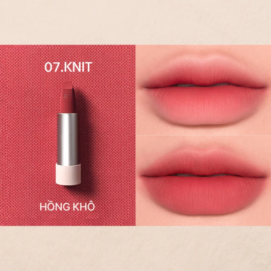 Mô tả Son Thỏi 3CE Cashmere Hug Lipstick #07 Knit