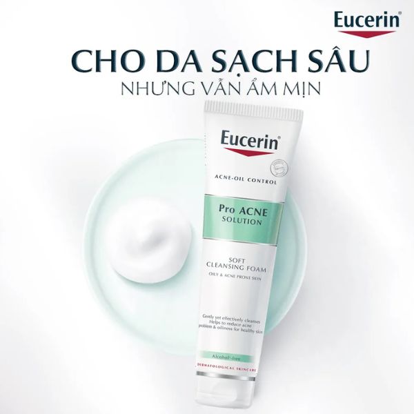 Sữa Rửa Mặt Eucerin Pro ACNE Solution Soft Cleansing Foam Tạo Bọt Cho Da Mụn Nhờn Nhiều 150g
