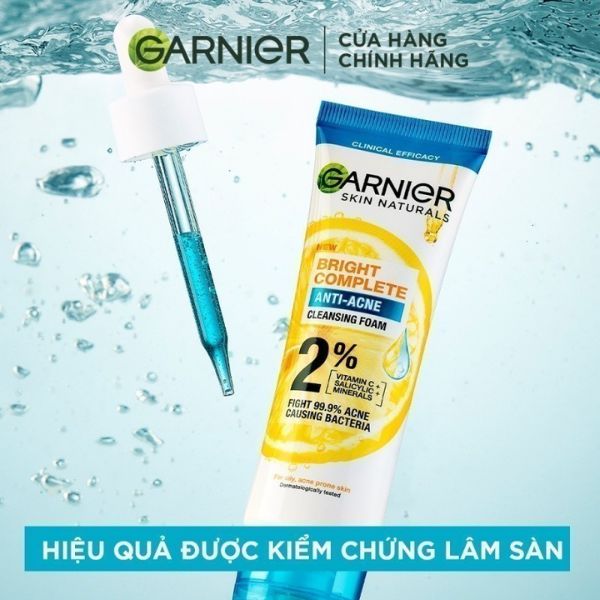 Sữa Rửa Mặt Garnier 3 Trong 1 Giảm Mụn & Sáng Da 100ml (Mới)